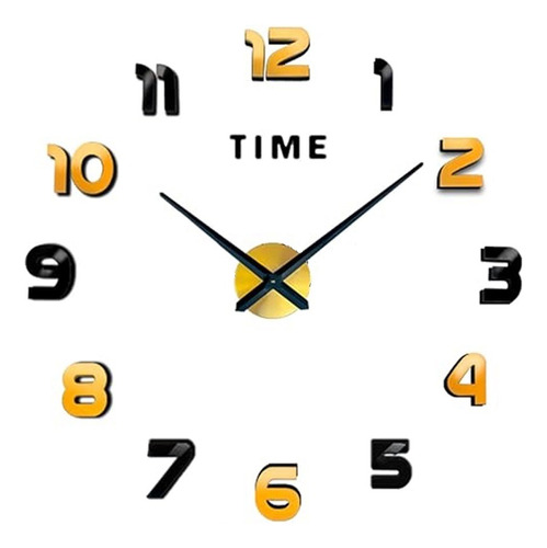 Reloj De Pared 3d Grande Negro Diseño Moderno