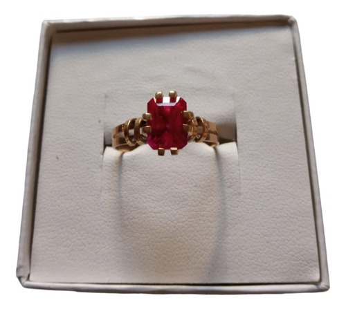 Anillo De Oro De 18 Kilates Piedra Roja Como Rubi Cuotas