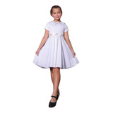 Vestido Infantil Juvenil Branco Roupa Ano Novo Batizado Fest