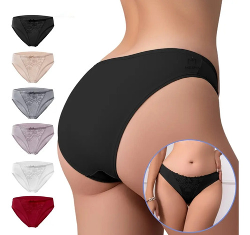 Calzoncillos De Algodón De Encaje Para Mujer De 6 Piezas | MercadoLibre
