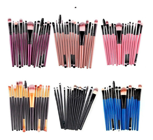 Set 15 Brochas Maquillaje Ojos Profesional Suaves Colores F