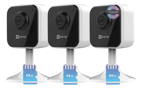 Kit 3 Mini Camaras De Seguridad Wifi Ezviz + Memorias 64gb