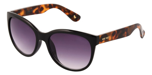 Nine West Mujeres Athena Cateye Anteojos De Sol, Negro Y Tor