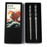 Phoenix Black Chopsticks Metal Reusable Designed In Kor...