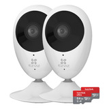 Kit X2 Camara Seguridad Wifi Mini Ezviz + 2 Memorias 64gb