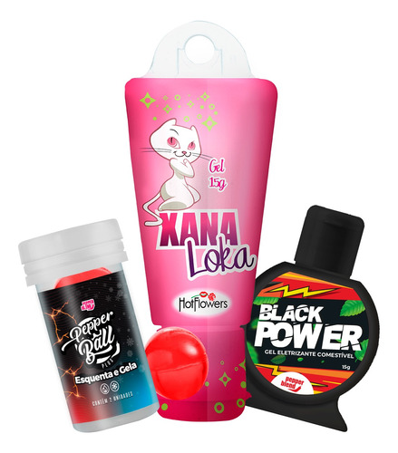 Kit Gel Para Massagem Xana Loka Black Power Vibrador Líquido