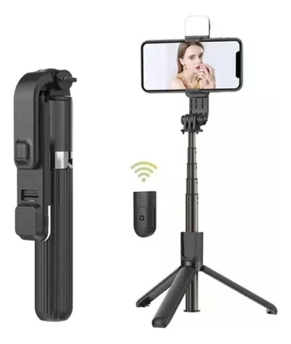 Selfie Stick Bluetooth Trípode Con Luz Led Giratoria Control