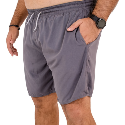 Short Tactel Plus Size Masculino Elastano Liso Verão