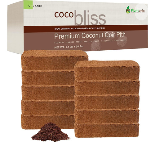 Coco Bliss Coco Coir - Ladrillos De Coco Comprimido Con Baja