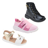 Combo Bota Infantil Menina Tenis Feminino Sandalia Infantil