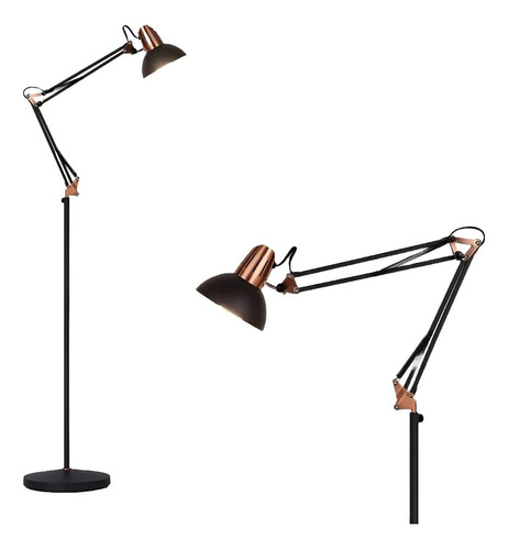 Lámpara De Pie Articulada Escritorio Cobre Negro Outletlamp