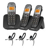 Kit Telefone Sem Fio 2 Ramais E 3 Headset Intelbras Hc 20