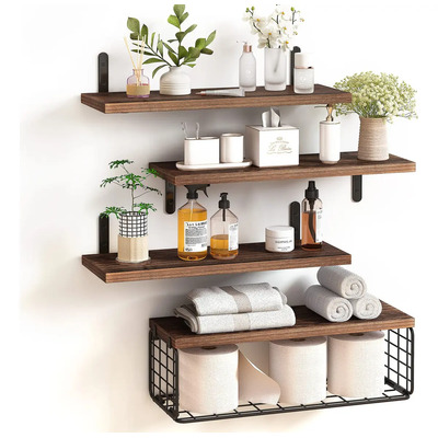 Repisas Flotantes Madera Natural Marrón Estilo Rústico Moderno de 40 cm | MercadoLibre