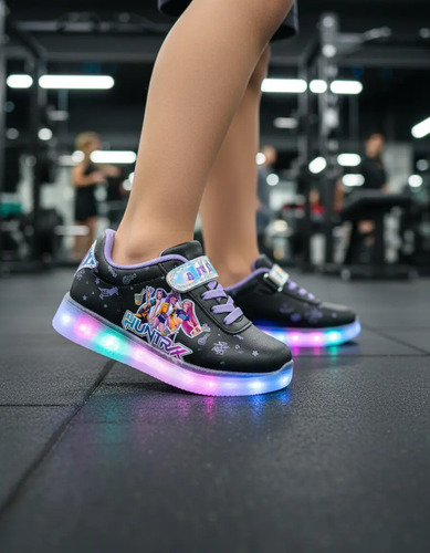 Tenis Infantiles Huntrix K-popers Con Luz Led Tallas 13 Al 21 Negro Rosa Tornasol | Meses sin interés