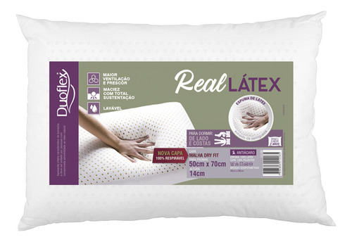 Travesseiro Real Látex Lavável Antiácaro Frescor Duoflex