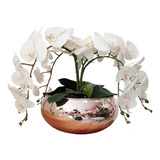 Arranjo Com 4 Orquídeas Brancas Realistas No Vaso Rosé