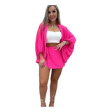 Conjunto Feminino Com Kimono Shorts Saia