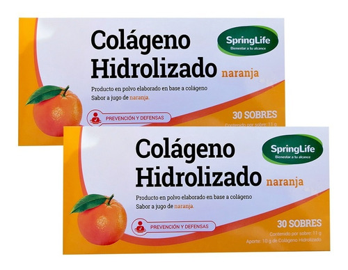 2 Colageno Hidrolizado Polvo - 60 Sobres - Springlife 