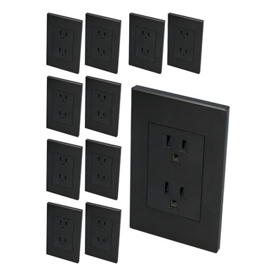 Kit De 11 Placas Con Contacto Dúplex Negro, 1\u002F1 Surtek | Envío gratis