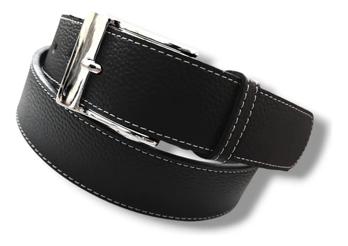 Cinturón De Vestir Casual  Hebilla Plateada Con Costura | MercadoLibre