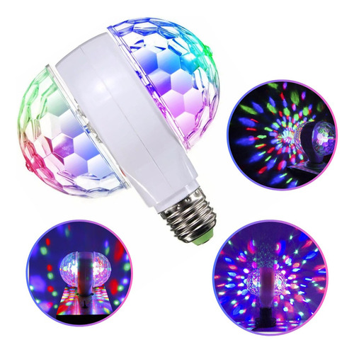 Lâmpada Led Giratório Dupla Colorida Globo Luz Discoteca Dj Bivolt