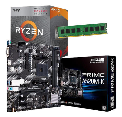 Combo Actualizacion Pc Amd Ryzen 3 3200g Mother 8 Gb Ddr4