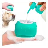 Cepillo Masajeador Para Baño De Mascotas Dispensador Shampoo