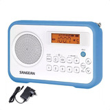 Radio Digital Sangean Pr-d18 Memorias Am Fm Parlante Color Blanco Con Azul