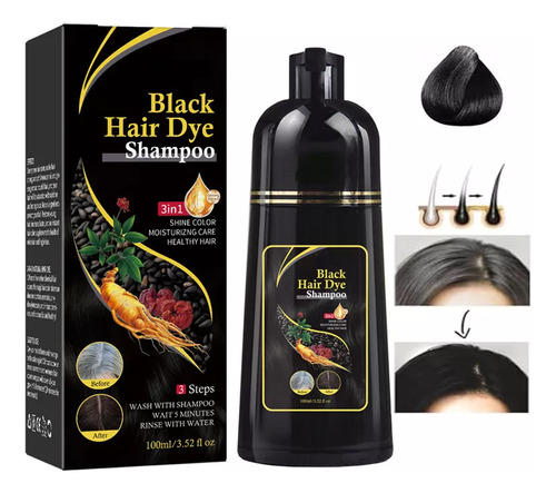 Champús Instantáneos Para Teñir El Cabello Negro De 2pcs