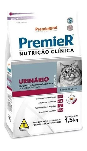 Ração Premier Nutrição Clínica Urinário Gatos Adultos 1,5kg