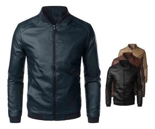 Chaqueta De Cuero Delgado Para Hombre De Primavera Y Otoño