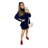 Vestido Feminino Trico Manga Longa Max Modal Com Gola Alta