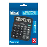 Calculadora Tilibra Tc19 Grande Preta 12 Dígitos 304701 Cor Preto