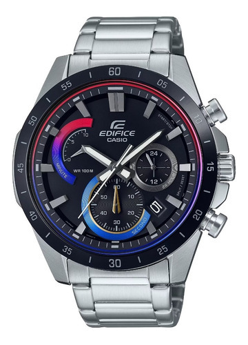 Reloj Casio Cronógrafo Efr-573hg-1av Hombre E-watch Color De La Correa Plateado