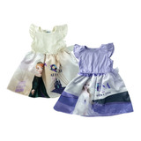 Kit 2 Vestidos Disney Glitter Faldón Sublimado Frozen 2