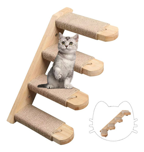 Estante Escalera Camas Cuatro Piso De Madera Para Gatos Pet