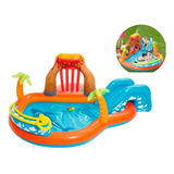 Pileta Inflable Laguna Lava Isla Juegos Con Tobogan Bestway