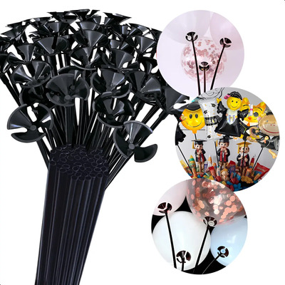50 Base Globos Varilla Chupon Transparente Popote Negro 40cm Negro | MercadoLibre
