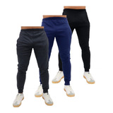 Kit 03 Calça Moletom Flanelado Masculino Academia Esportes;.