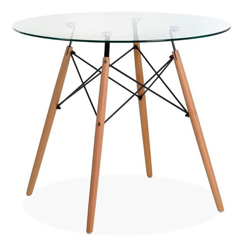 Mesa De Comedor Redonda Eames 80 Cm Vidrio Nueva