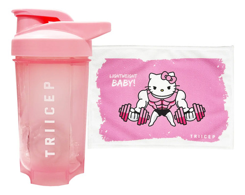 Shaker Para Proteína En Kit Con Toalla Kitty Musculosa