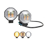 Par Faros 6 Led Lupa Redondo Auxiliar Fijo Estrobo Bicolor