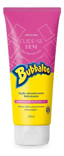 Loção Desodorante Hidratante Corporal Cuide-se Bem Bubbaloo