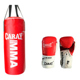 Kit Scuderia Saco Boxeo Rojo+guante Boxeo Elite Rojo Blanco