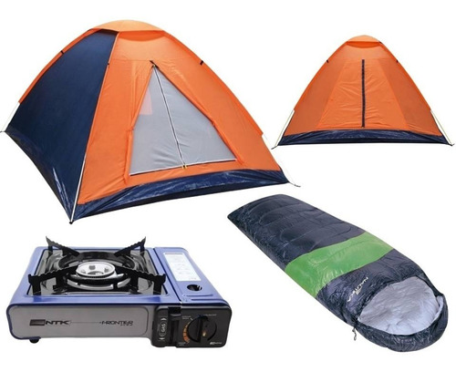 Barraca Camping Panda 3 Pessoas C/saco De Dormir E Fogareiro