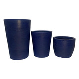3 Vasos De Polietileno Grande Para Plantas E Jardins Textura Cor Azul