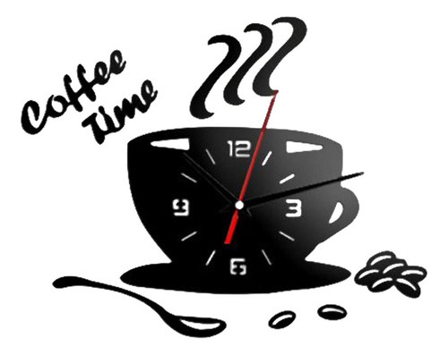 Reloj De Pared 3d Con Forma De Taza De Café Y Espejo Para Ho