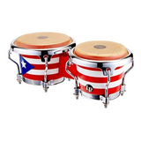 Bongos De Madera Con Bandera Puertorriqueña