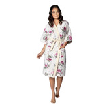 Roupao Banho Adulto Feminino Felpudo Floral Verão Lepper