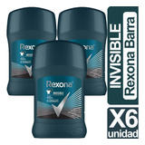 Desodorante Barra Rexona Men Invisible Pack De 6 Unidades